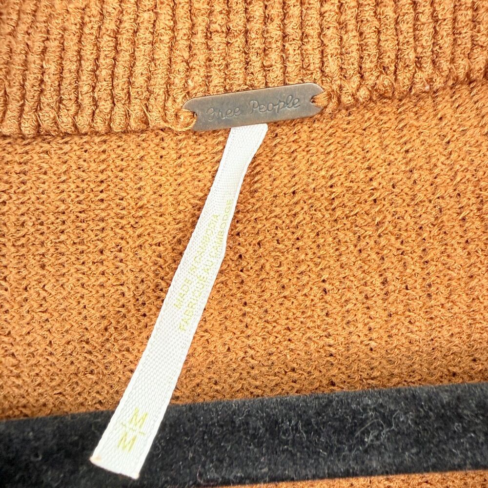 Free People Ottoman M Slouchy Tunic Oversized Knit Sweater Heavy Orange Boho - Picture 3 of 8